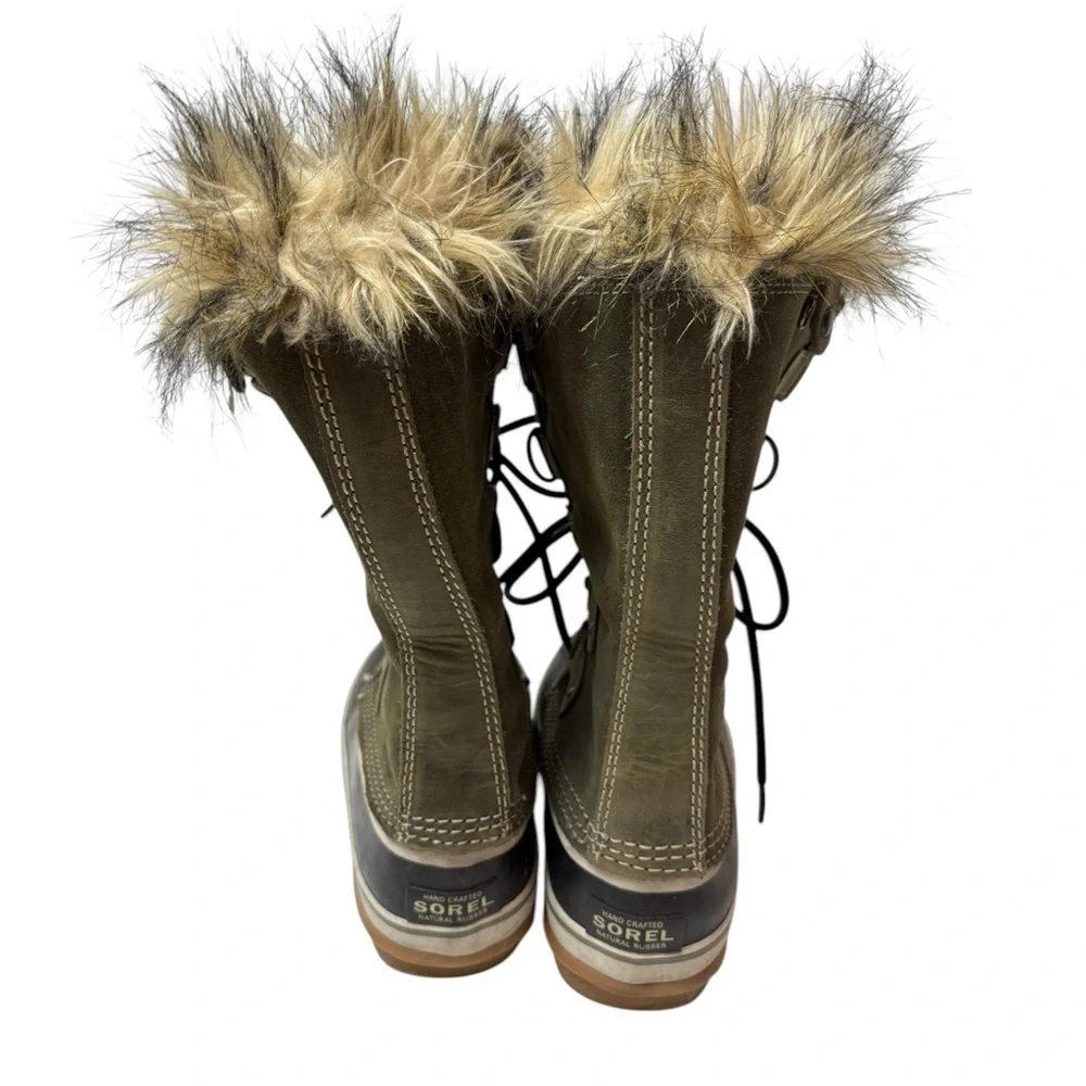 Sorel‎ Joan of Artic Tall Snow Boot Nori Olive Green Winter Waterproof Fur Suede